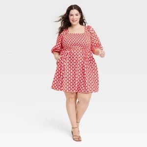 Ava & Viv Women's Dresses Balloon Elbow Sleeve Smocked Mini Dress